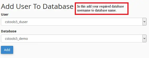 add your database to the username