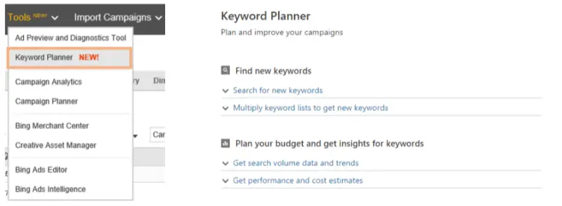 bing keyword planner