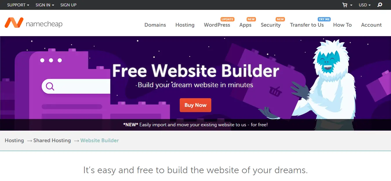 namecheap website builder