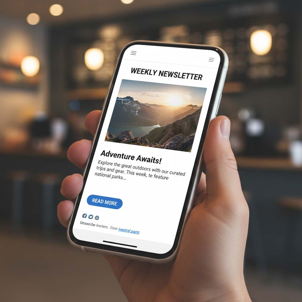 newsletter displayed on smartphone