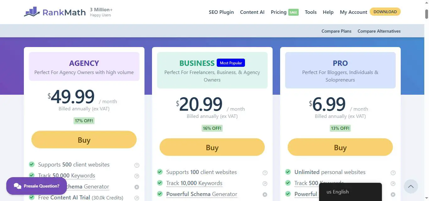rank math pricing