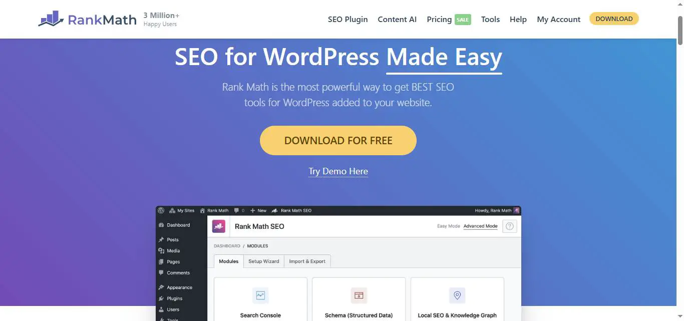 rank math seo wordpress plugin