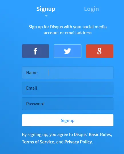 sign up disqus