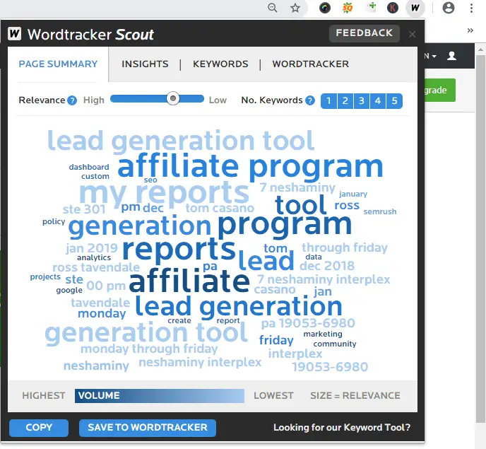 wordtracker keyword cloud