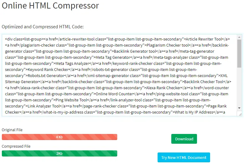 html image compression