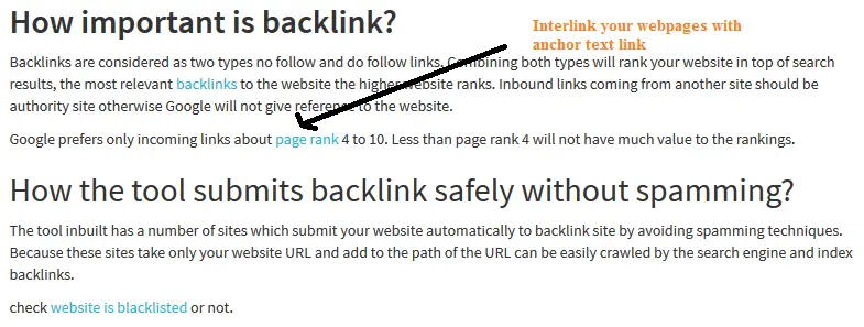 interlink your webpages with anchor text link